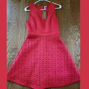 NWT Ayla Red Laser Cut Scuba Skater Dress